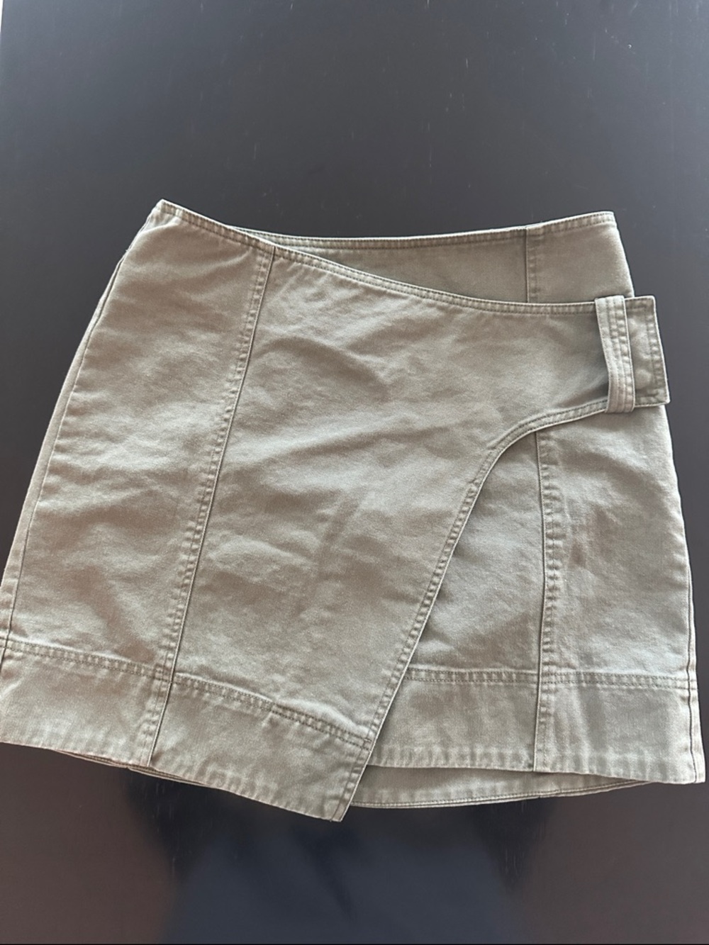 Apiece Apart Olive Asymmetric Wrap Mini Skirt